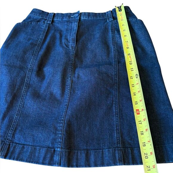 LL Bean Classic Fit Dark Wash Denim Jean Skirt Womens Size 10 Petite - Picture 9 of 9